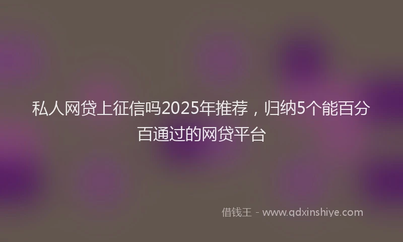 私人网贷上征信吗2025年推荐，归纳5个能百分百通过的网贷平台