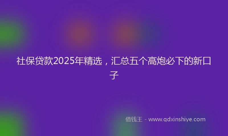 社保贷款2025年精选，汇总五个高炮必下的新口子
