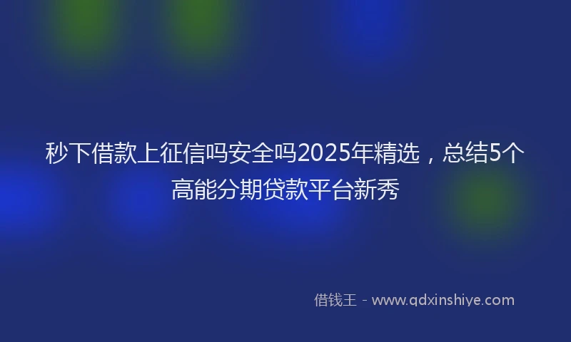 秒下借款上征信吗安全吗2025年精选，总结5个高能分期贷款平台新秀