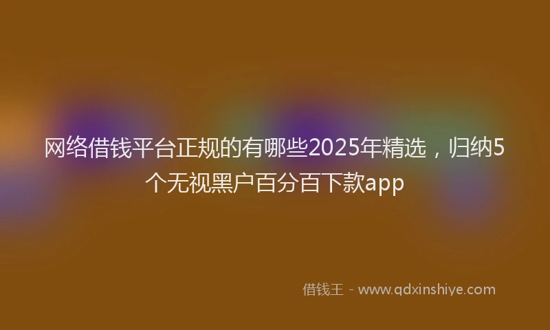 网络借钱平台正规的有哪些2025年精选，归纳5个无视黑户百分百下款app