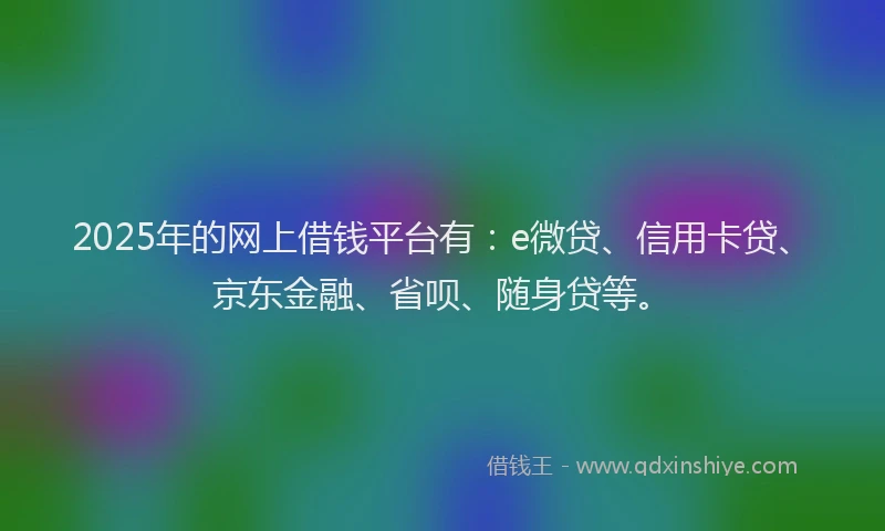 2025年的网上借钱平台有:e微贷、信用卡贷、京东金融、省呗、随身贷等。