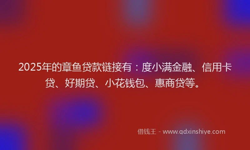 2025年的章鱼贷款链接有：度小满金融、信用卡贷、好期贷、小花钱包、惠商贷等。