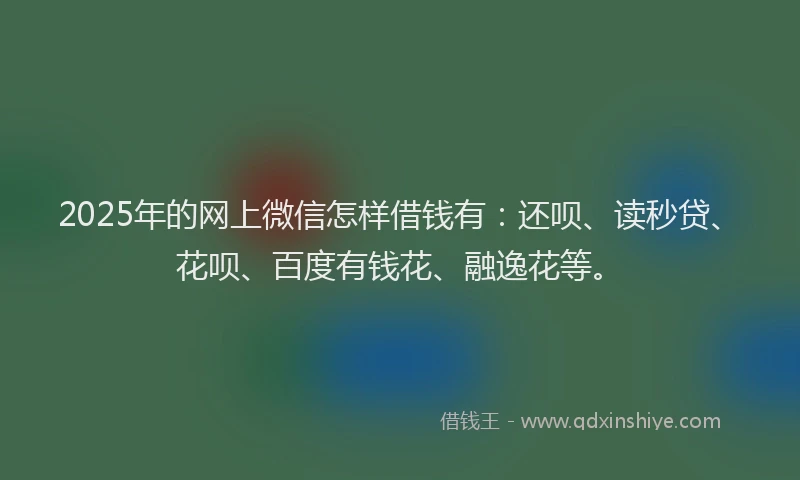 2025年的网上微信怎样借钱有：还呗、读秒贷、花呗、百度有钱花、融逸花等。