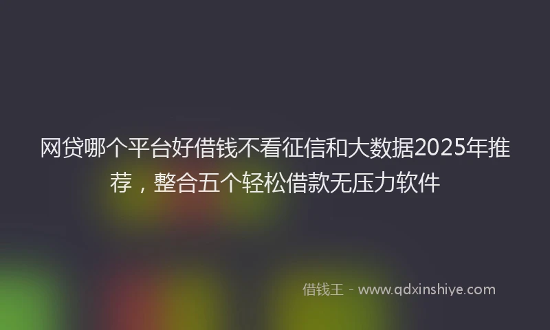 网贷哪个平台好借钱不看征信和大数据2025年推荐，整合五个轻松借款无压力软件