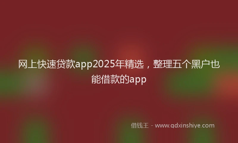 网上快速贷款app2025年精选，整理五个黑户也能借款的app