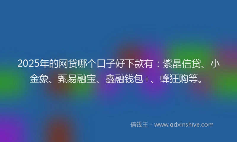 2025年的网贷哪个口子好下款有：紫晶信贷、小金象、甄易融宝、鑫融钱包+、蜂狂购等。