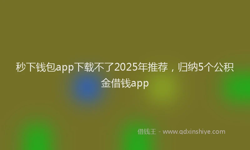 秒下钱包app下载不了2025年推荐，归纳5个公积金借钱app