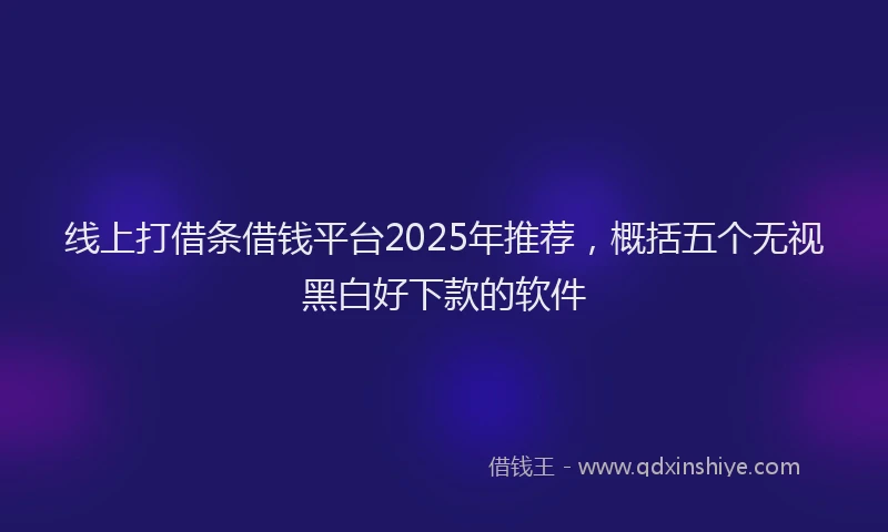 线上打借条借钱平台2025年推荐，概括五个无视黑白好下款的软件