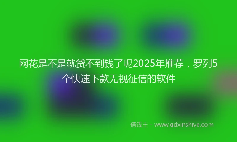 网花是不是就贷不到钱了呢2025年推荐，罗列5个快速下款无视征信的软件