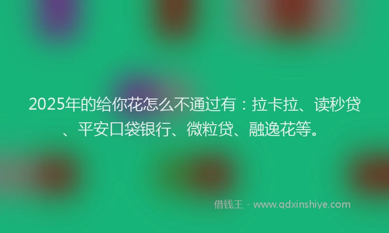 2025年的给你花怎么不通过有：拉卡拉、读秒贷、平安口袋银行、微粒贷、融逸花等。