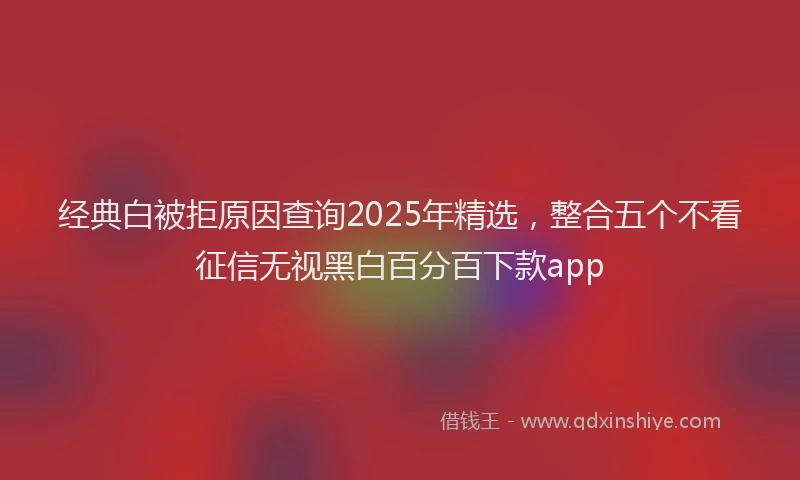 经典白被拒原因查询2025年精选，整合五个不看征信无视黑白百分百下款app
