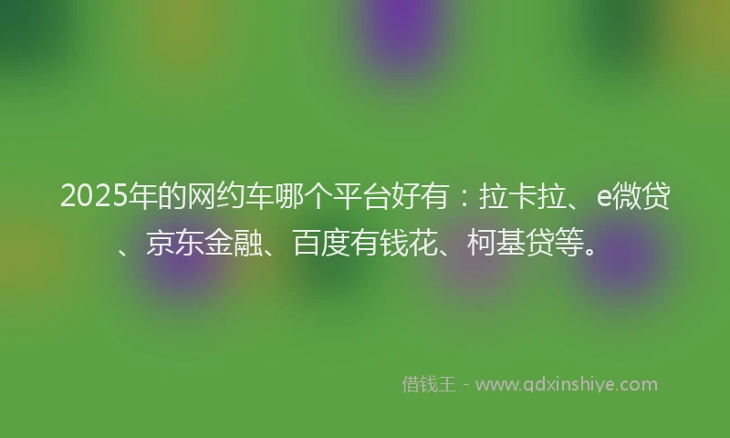 2025年的网约车哪个平台好有：拉卡拉、e微贷、京东金融、百度有钱花、柯基贷等。