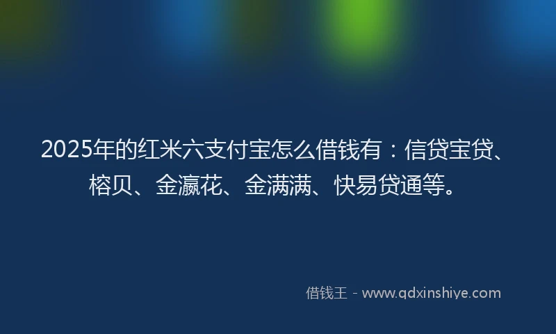 2025年的红米六支付宝怎么借钱有：信贷宝贷、榕贝、金瀛花、金满满、快易贷通等。