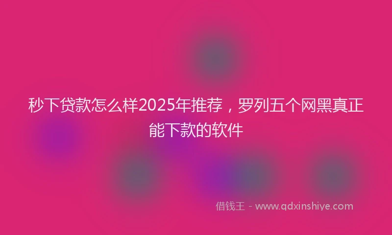秒下贷款怎么样2025年推荐，罗列五个网黑真正能下款的软件