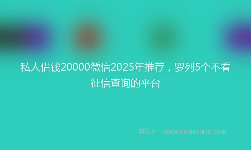 私人借钱20000微信2025年推荐，罗列5个不看征信查询的平台