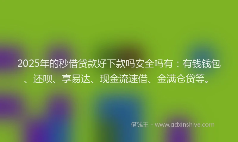 2025年的秒借贷款好下款吗安全吗有：有钱钱包、还呗、享易达、现金流速借、金满仓贷等。