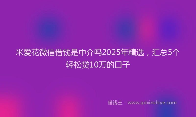 米爱花微信借钱是中介吗2025年精选，汇总5个轻松贷10万的口子