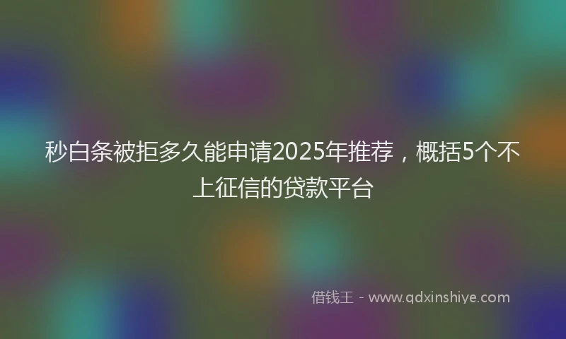 秒白条被拒多久能申请2025年推荐，概括5个不上征信的贷款平台