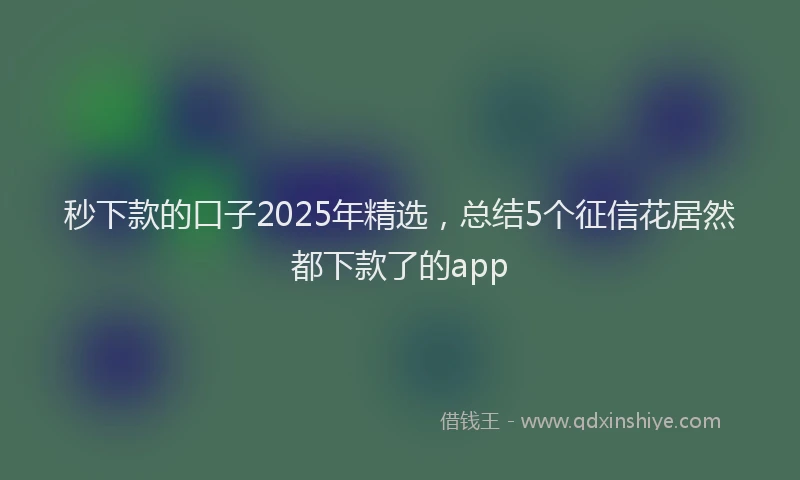 秒下款的口子2025年精选，总结5个征信花居然都下款了的app