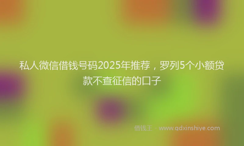 私人微信借钱号码2025年推荐，罗列5个小额贷款不查征信的口子