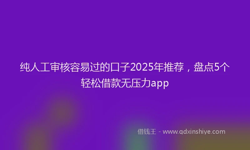 纯人工审核容易过的口子2025年推荐，盘点5个轻松借款无压力app