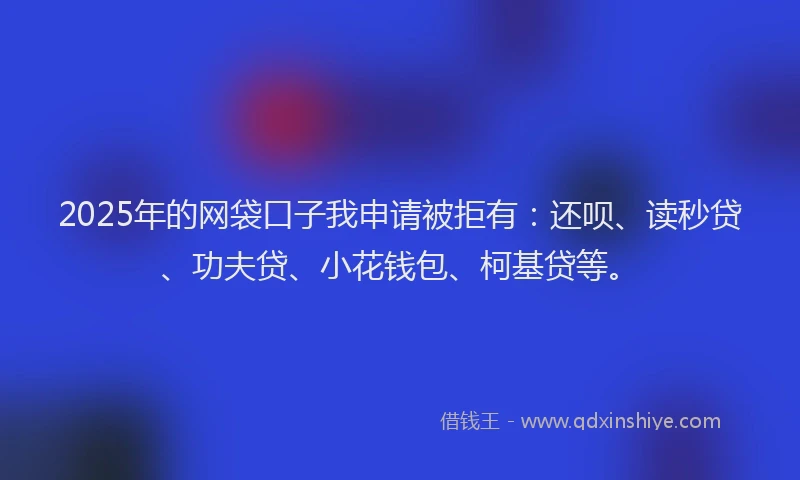 2025年的网袋口子我申请被拒有：还呗、读秒贷、功夫贷、小花钱包、柯基贷等。
