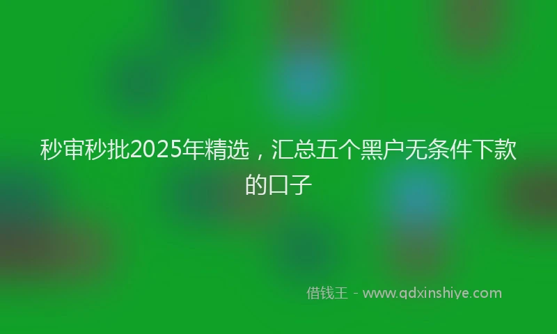 秒审秒批2025年精选，汇总五个黑户无条件下款的口子
