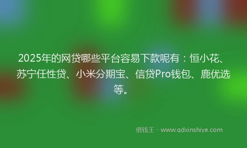 2025年的网贷哪些平台容易下款呢有：恒小花、苏宁任性贷、小米分期宝、信贷Pro钱包、鹿优选等。