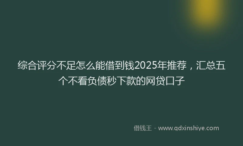 综合评分不足怎么能借到钱2025年推荐，汇总五个不看负债秒下款的网贷口子