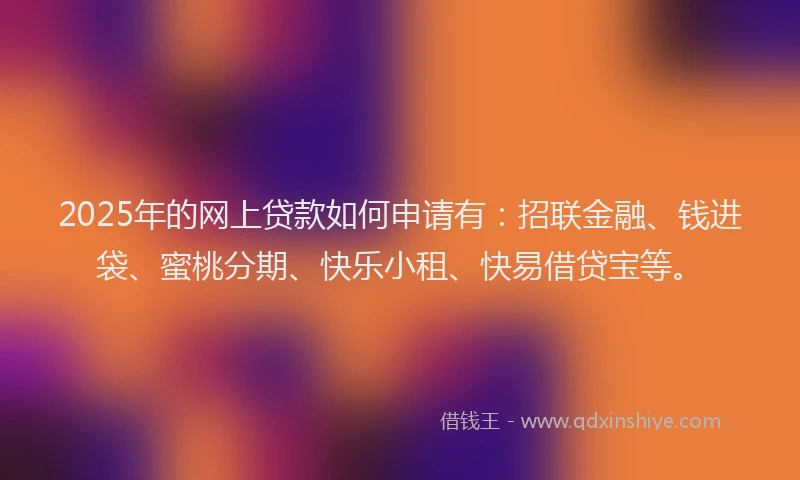 2025年的网上贷款如何申请有：招联金融、钱进袋、蜜桃分期、快乐小租、快易借贷宝等。