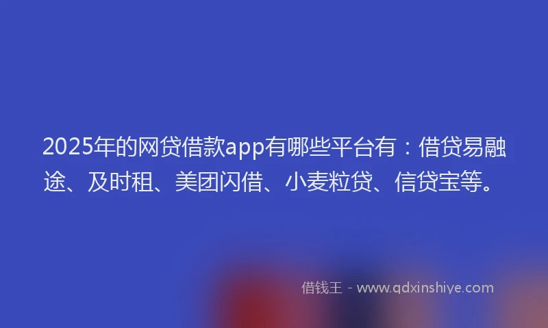 2025年的网贷借款app有哪些平台有：借贷易融途、及时租、美团闪借、小麦粒贷、信贷宝等。