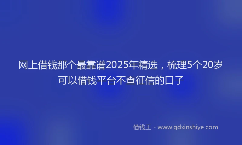 网上借钱那个最靠谱2025年精选，梳理5个20岁可以借钱平台不查征信的口子