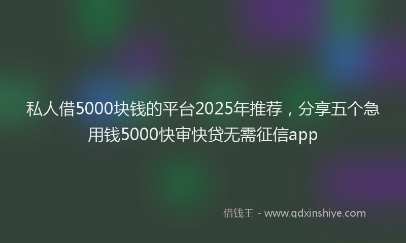 私人借5000块钱的平台2025年推荐，分享五个急用钱5000快审快贷无需征信app