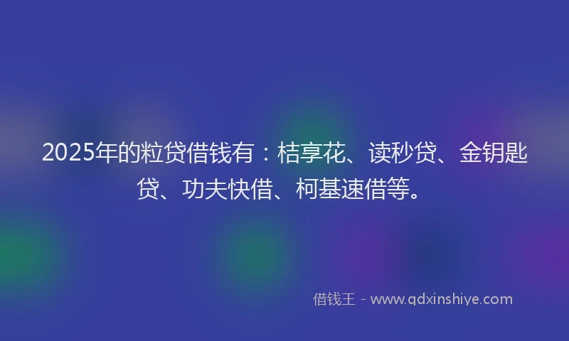 2025年的粒贷借钱有：桔享花、读秒贷、金钥匙贷、功夫快借、柯基速借等。