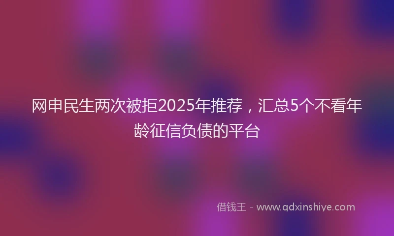 网申民生两次被拒2025年推荐，汇总5个不看年龄征信负债的平台