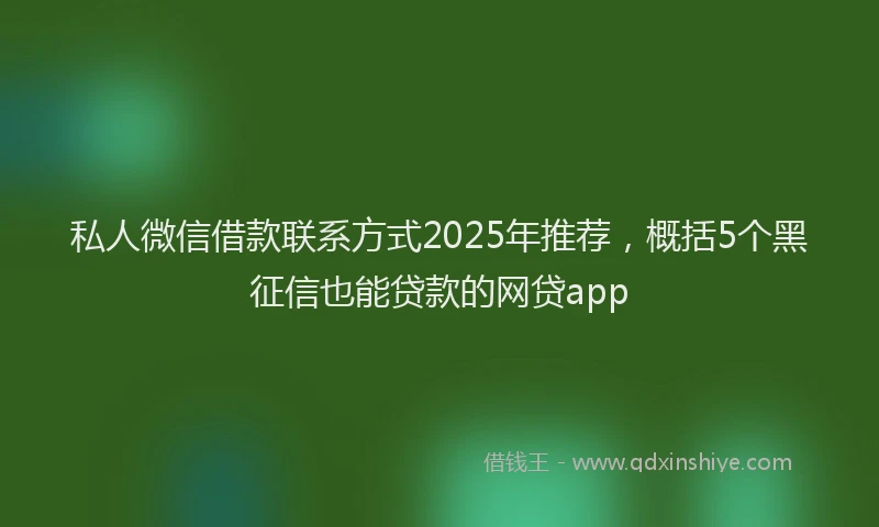 私人微信借款联系方式2025年推荐，概括5个黑征信也能贷款的网贷app