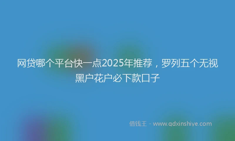 网贷哪个平台快一点2025年推荐，罗列五个无视黑户花户必下款口子