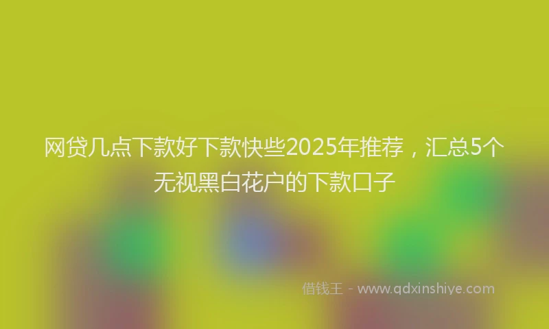 网贷几点下款好下款快些2025年推荐，汇总5个无视黑白花户的下款口子