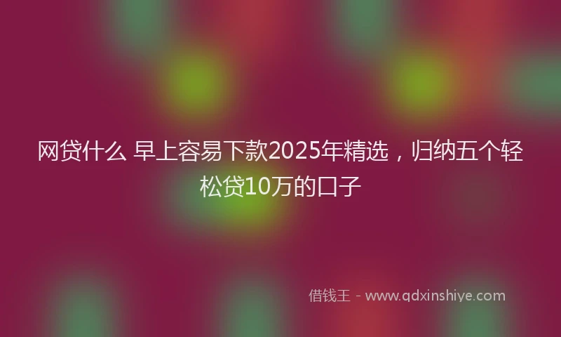 网贷什么 早上容易下款2025年精选，归纳五个轻松贷10万的口子