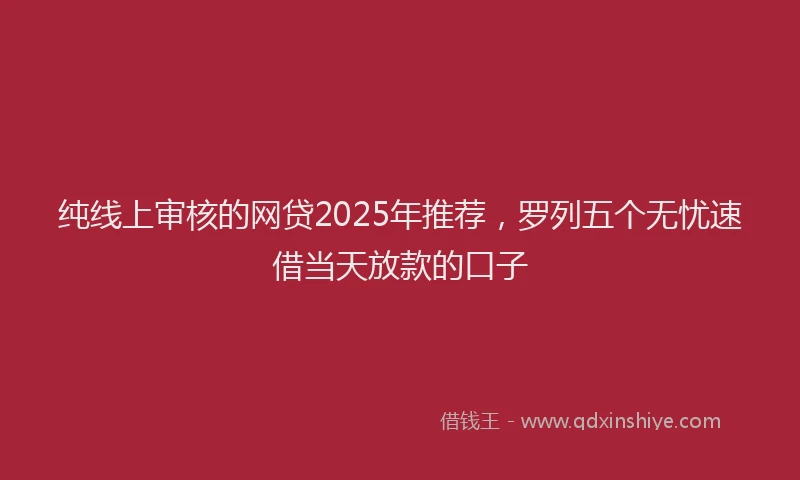 纯线上审核的网贷2025年推荐，罗列五个无忧速借当天放款的口子
