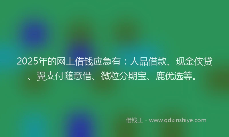 2025年的网上借钱应急有：人品借款、现金侠贷、翼支付随意借、微粒分期宝、鹿优选等。