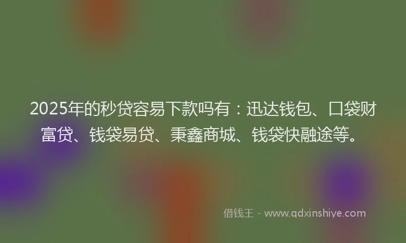 2025年的秒贷容易下款吗有：迅达钱包、口袋财富贷、钱袋易贷、秉鑫商城、钱袋快融途等。