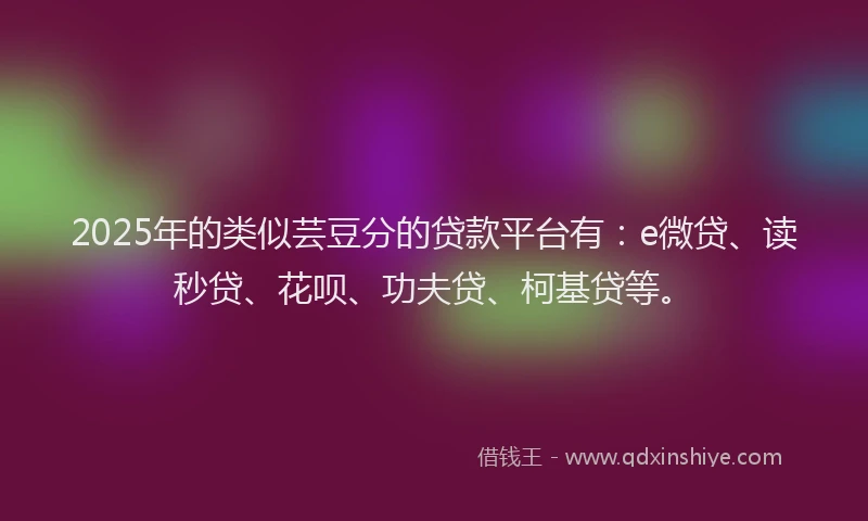 2025年的类似芸豆分的贷款平台有：e微贷、读秒贷、花呗、功夫贷、柯基贷等。