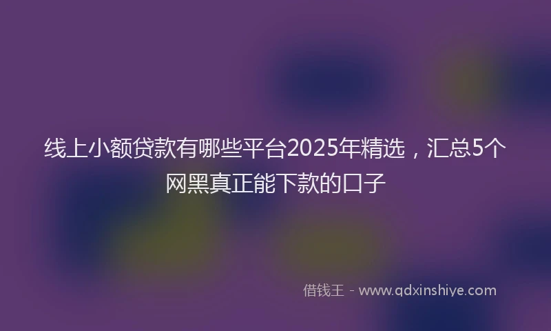 线上小额贷款有哪些平台2025年精选，汇总5个网黑真正能下款的口子