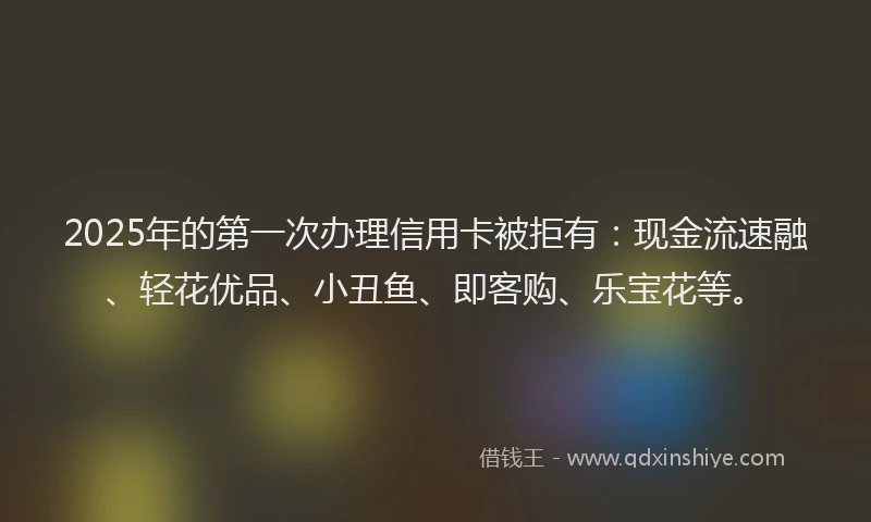2025年的第一次办理信用卡被拒有：现金流速融、轻花优品、小丑鱼、即客购、乐宝花等。