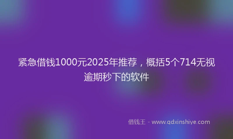 紧急借钱1000元2025年推荐，概括5个714无视逾期秒下的软件