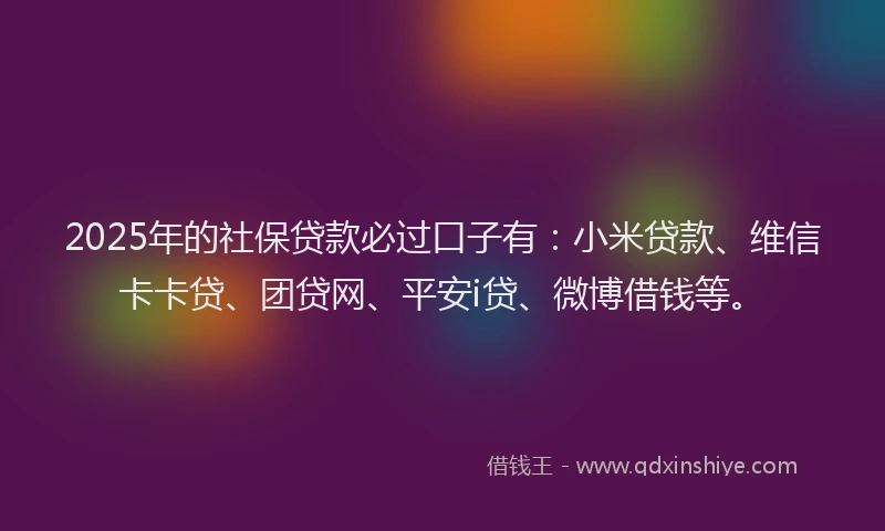 2025年的社保贷款必过口子有：小米贷款、维信卡卡贷、团贷网、平安i贷、微博借钱等。