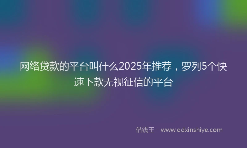 网络贷款的平台叫什么2025年推荐，罗列5个快速下款无视征信的平台
