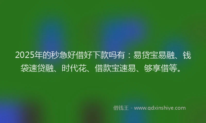 2025年的秒急好借好下款吗有：易贷宝易融、钱袋速贷融、时代花、借款宝速易、够享借等。