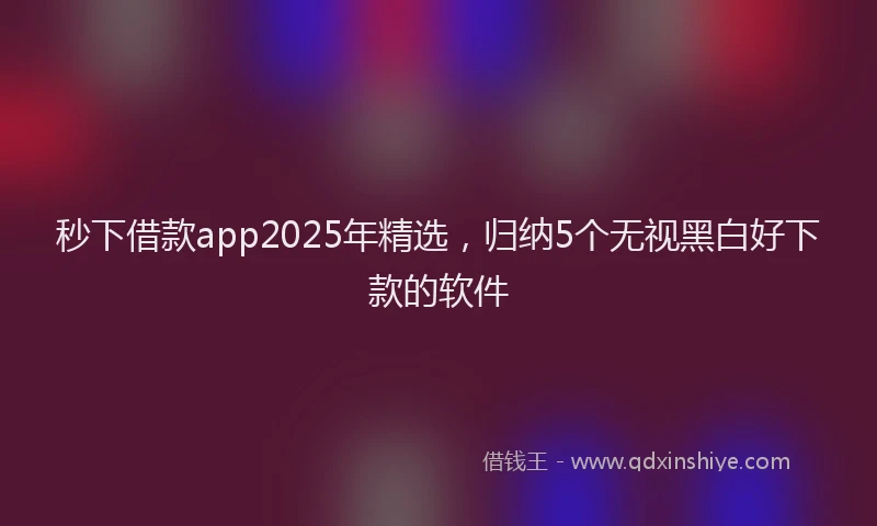 秒下借款app2025年精选，归纳5个无视黑白好下款的软件